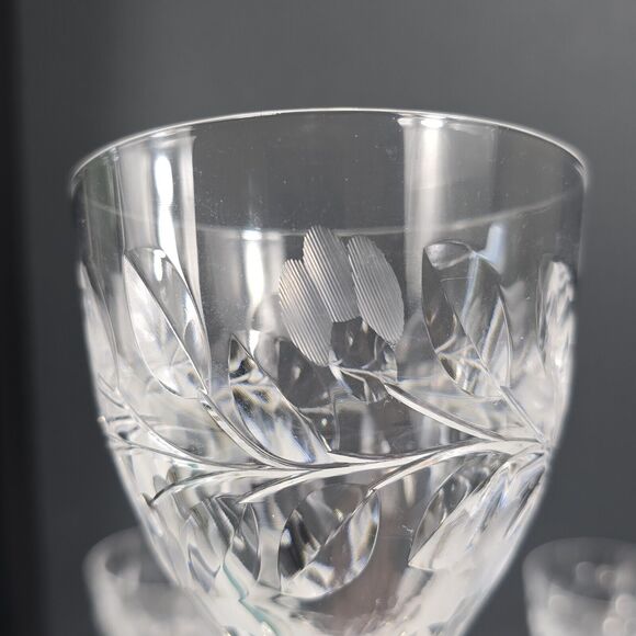 4 Kosta-Boda Rosa Elegant Etched Crystal Water Goblets 7" Cocktails Wine Dinner - Picture 6 of 15